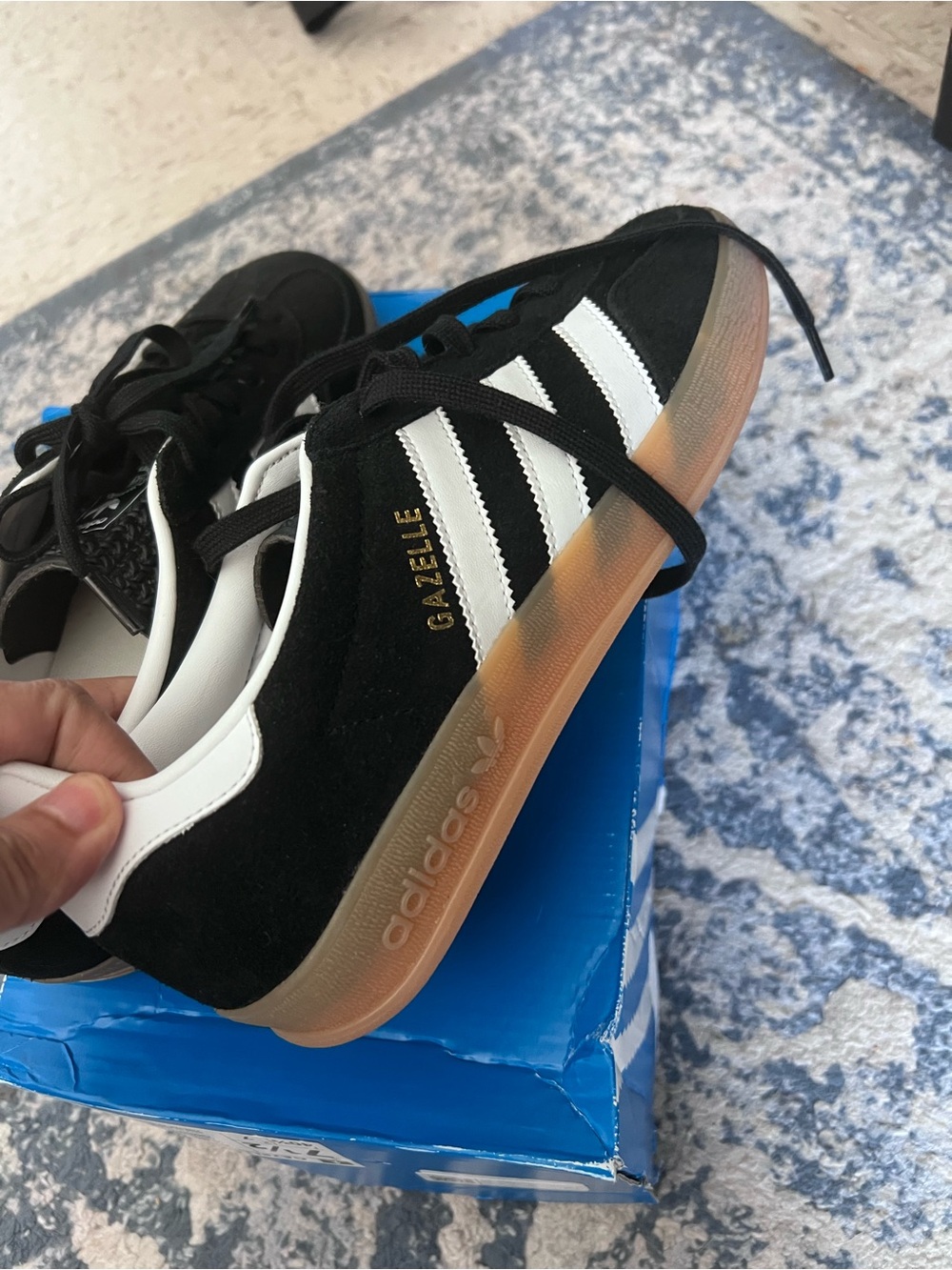 adidas Gazelle Black White with Gum Sole Sneakers